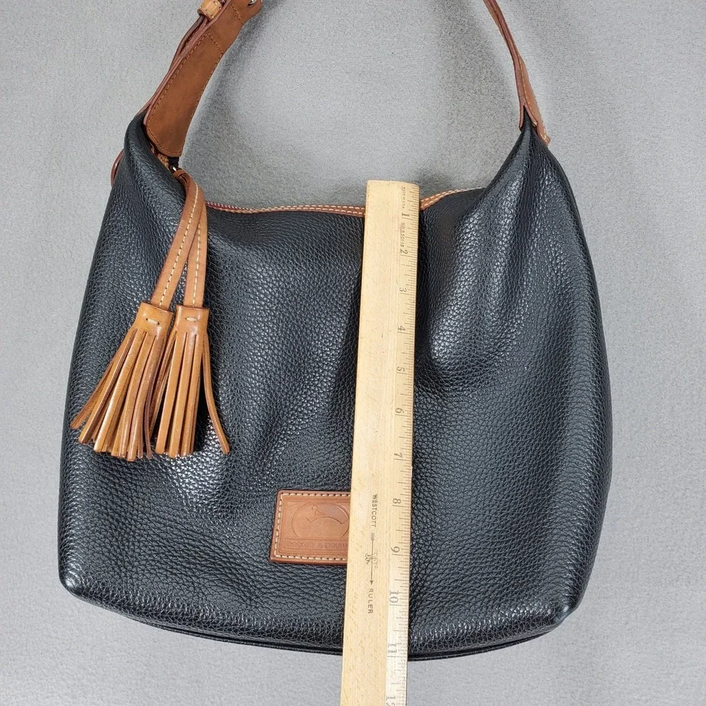 Dooney & Bourke‎ Black Tan Pebbled Leather Patterson Paige Shoulder Hobo Bag